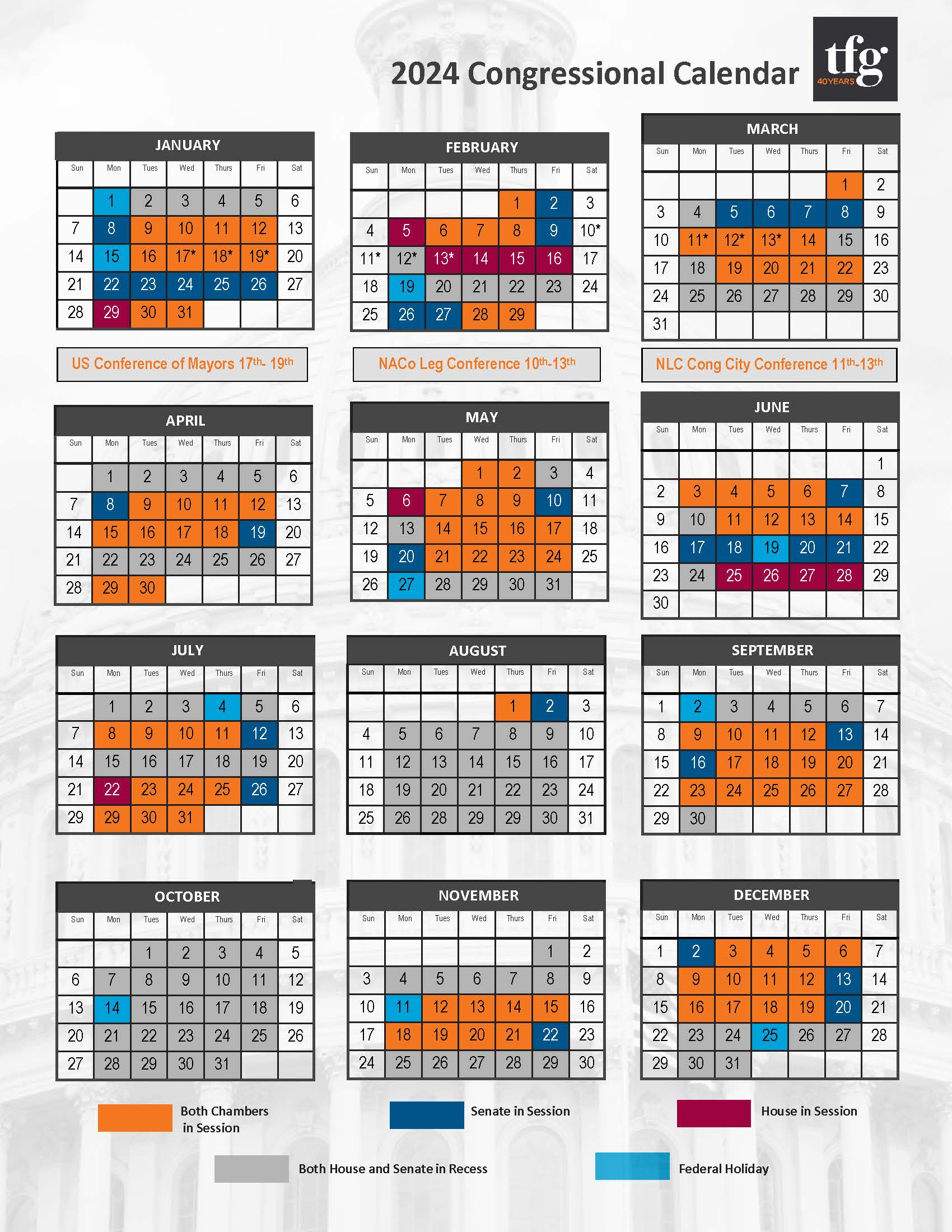 U.S. Senate 2024 Calendar Amalle Camille